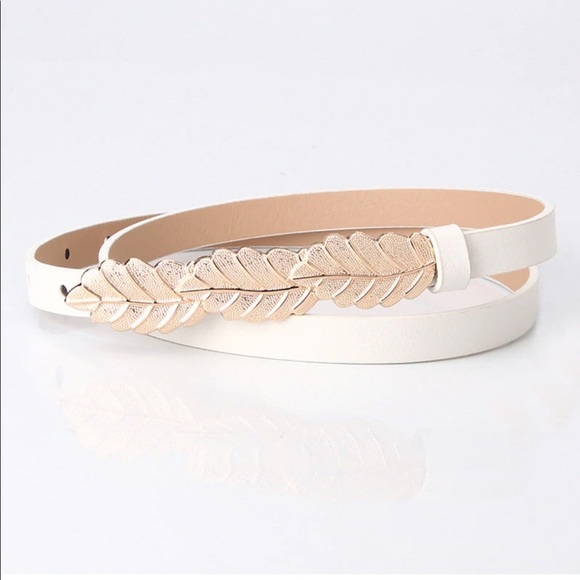 PU Leather Gold Leaf Belt Set of 3 - Picture 3 of 7